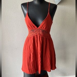 Lulu’s Good Grace Lace Backless Size Small Orange Open Back Slip Dress